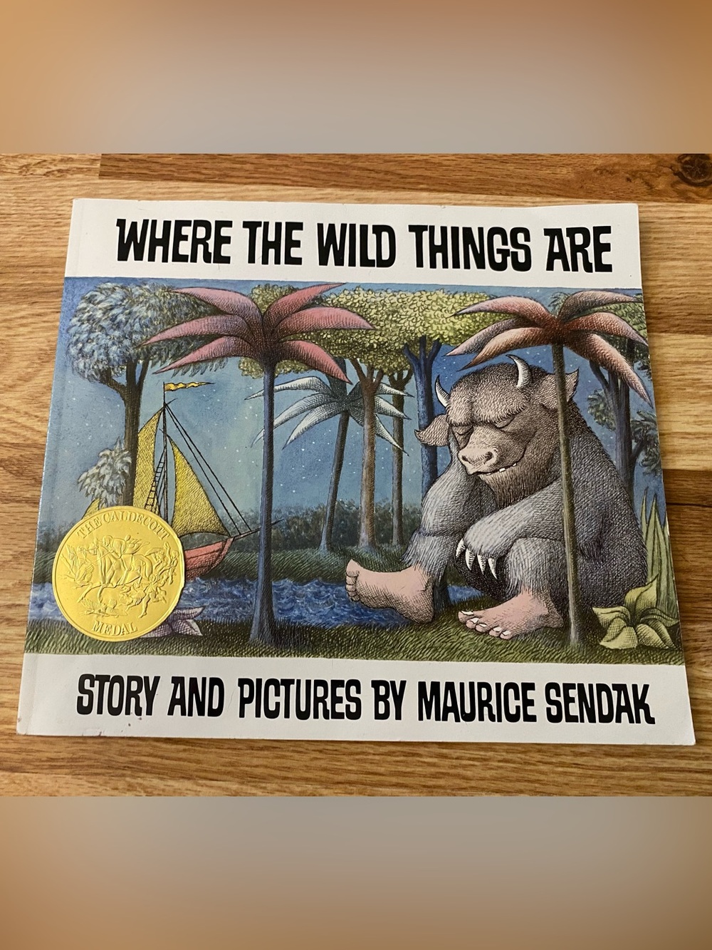 Where the Wild Things Are Illustration Book Page - Cream, Green, Pink Artwork